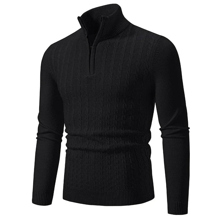 Womens Knit Blend Sweater Cable Texture Adjustable Neck