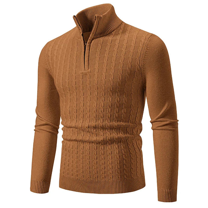 Womens Knit Blend Sweater Cable Texture Adjustable Neck
