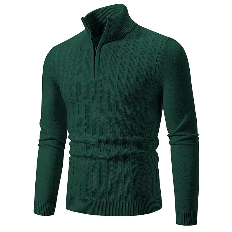 Womens Knit Blend Sweater Cable Texture Adjustable Neck