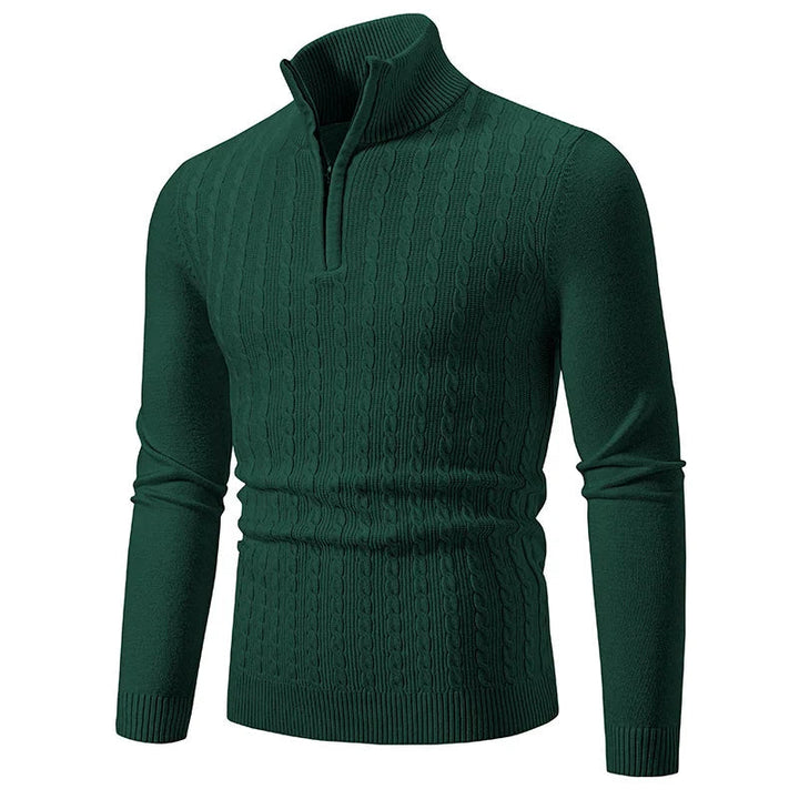 Womens Knit Blend Sweater Cable Texture Adjustable Neck
