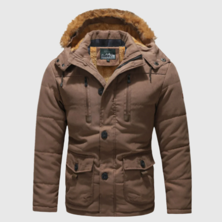 Mens Hooded Winter Parka Durable Windproof Design