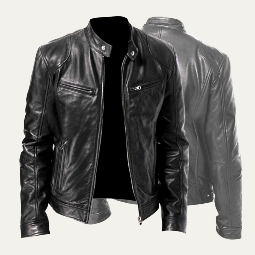 Mens Leather Moto Jacket Sleek Fitted