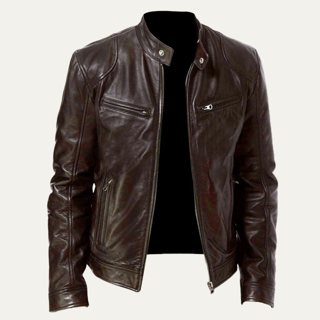 Mens Leather Moto Jacket Sleek Fitted