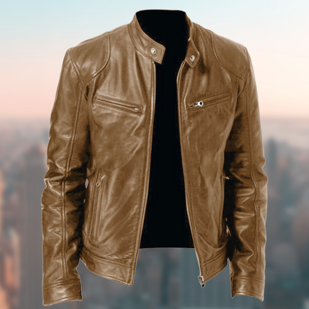 Mens Leather Jacket Classic Fit Timeless Style