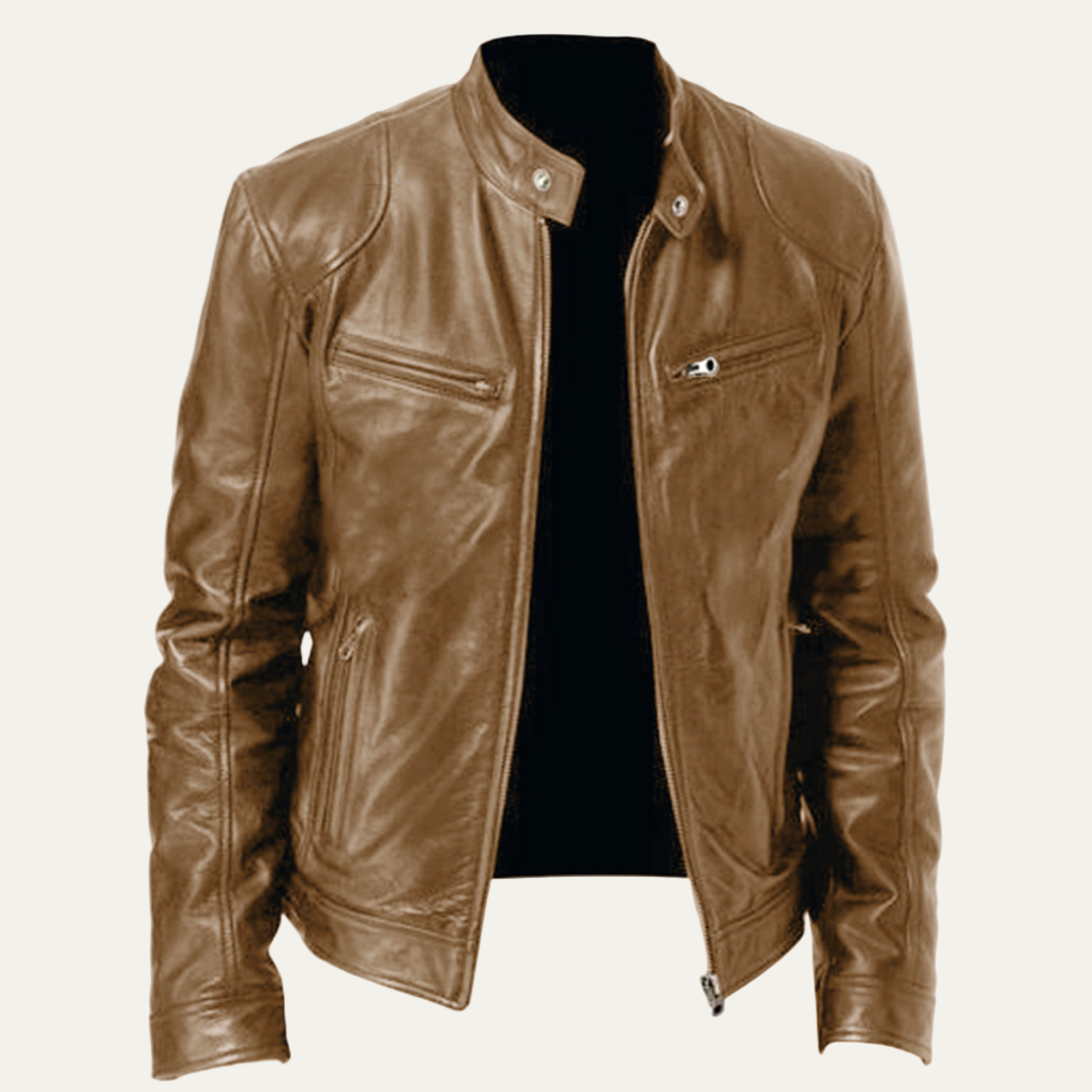 Mens Leather Moto Jacket Sleek Fitted