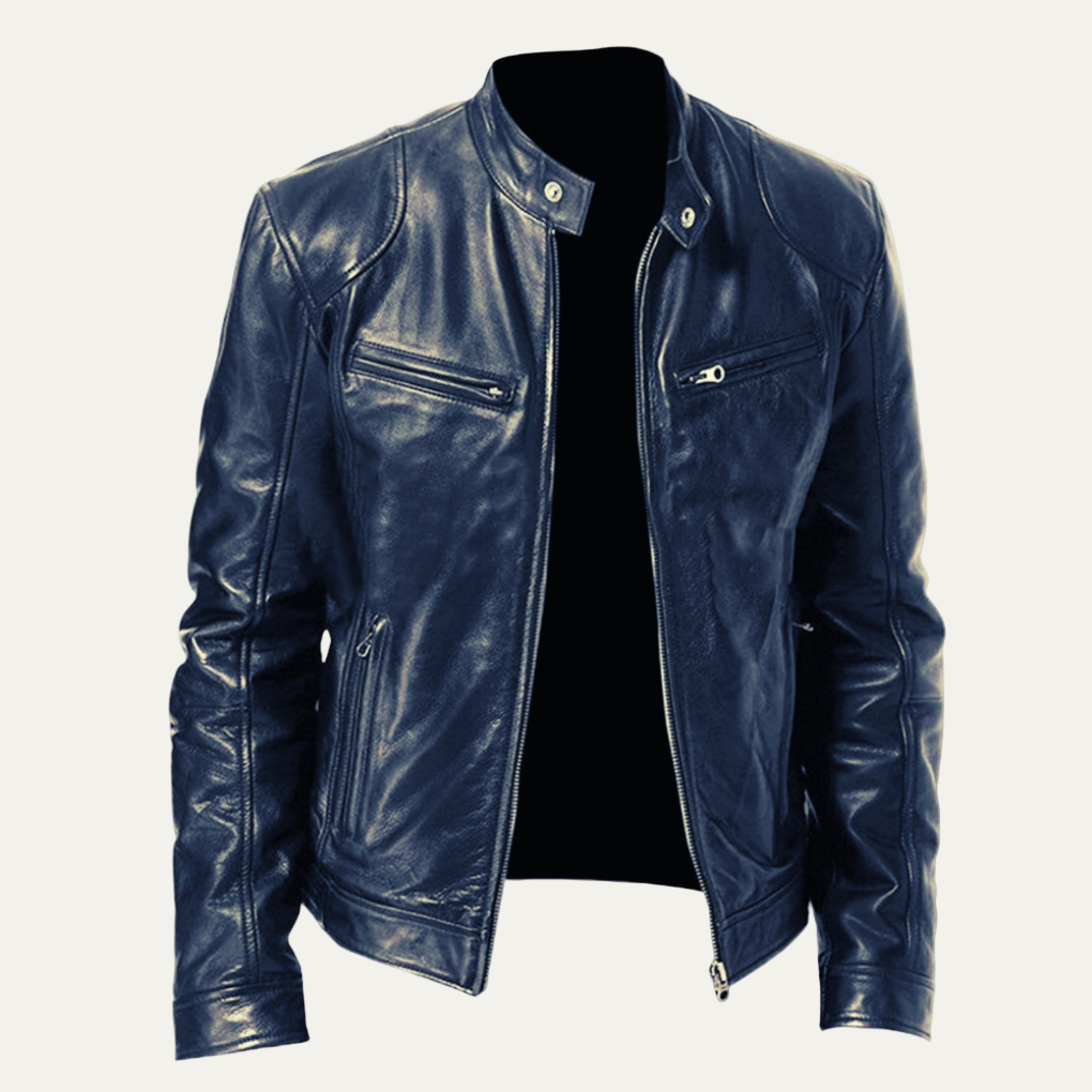 Mens Leather Moto Jacket Sleek Fitted