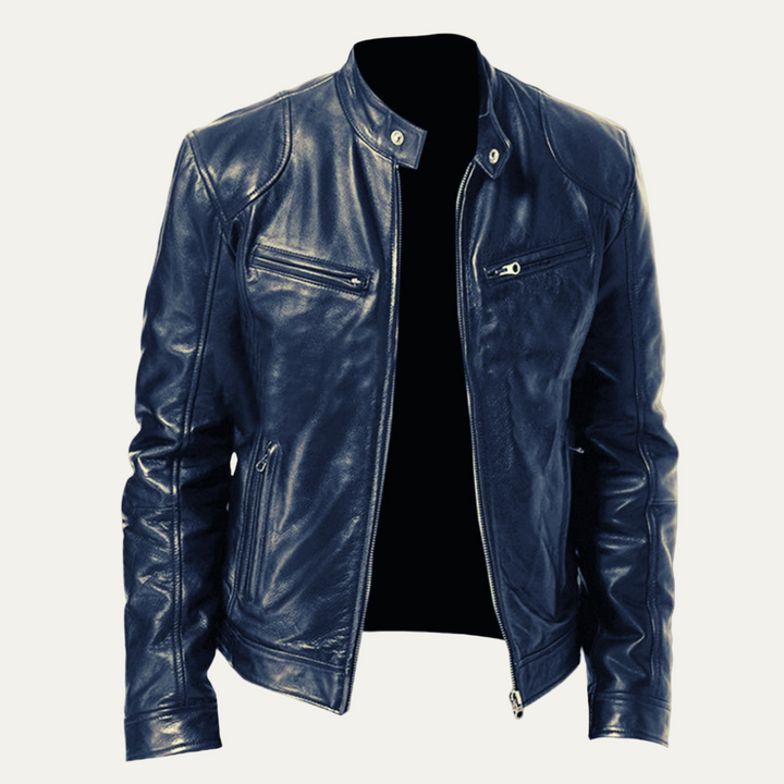 Mens Leather Moto Jacket Sleek Fitted