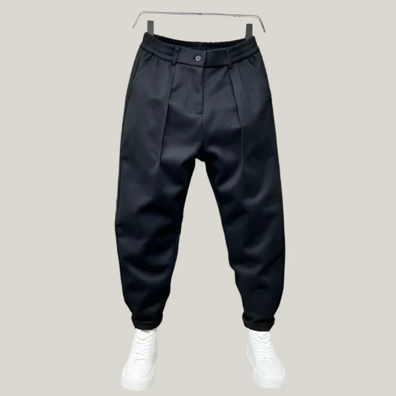 Mens Formal Pleated Trousers Mottled Elegant Fit - BritishMode