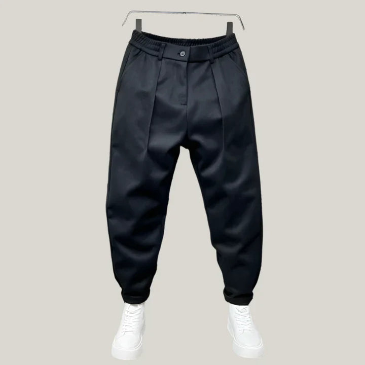 Mens Formal Pleated Trousers Mottled Elegant Fit - BritishMode