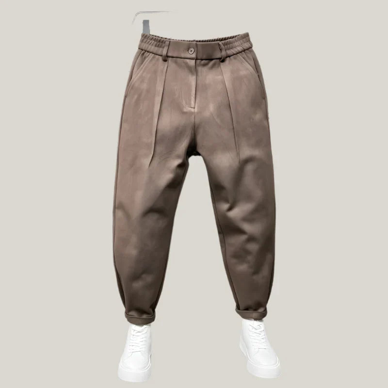 Mens Formal Pleated Trousers Mottled Elegant Fit