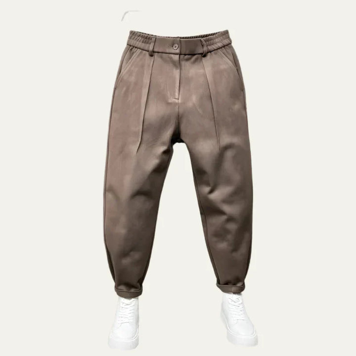Mens Pleated Tapered Trousers Relaxed Fit