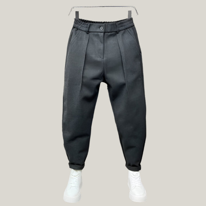 Mens Formal Pleated Trousers Mottled Elegant Fit