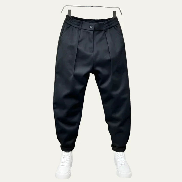Mens Pleated Tapered Trousers Relaxed Fit - BritishMode
