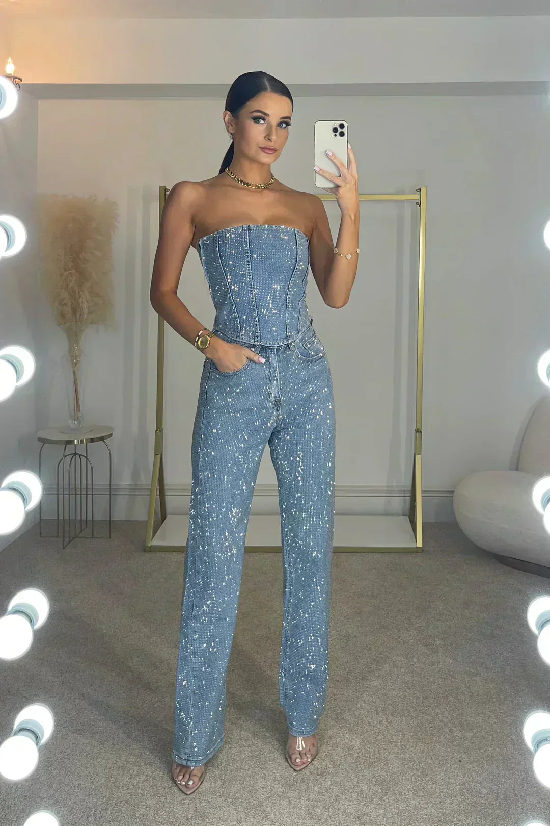 Womens Strapless Jumpsuit Relaxed Fit
