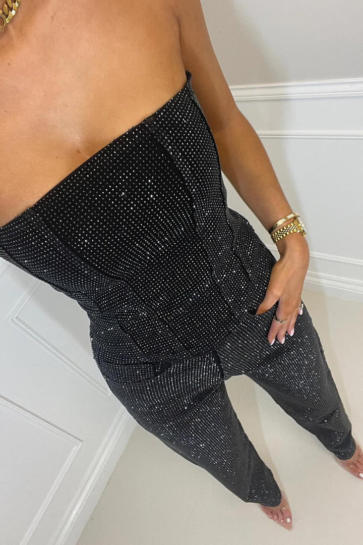 Womens Strapless Jumpsuit Relaxed Fit