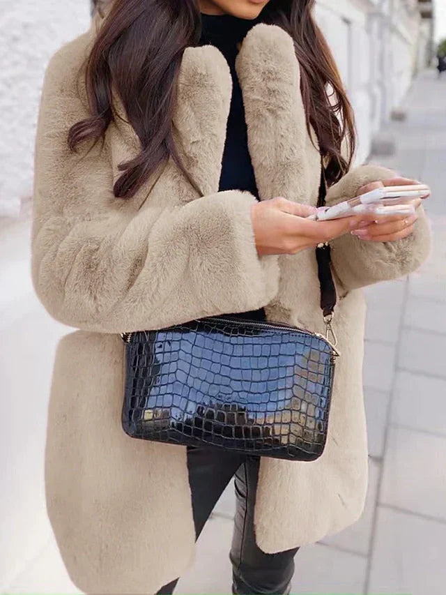 Womens Teddy Coat Plush Warm Fit