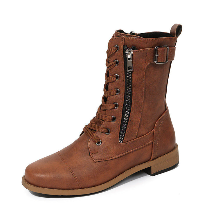 Womens Tall Lace-Up Boots Leather Ankle Fit