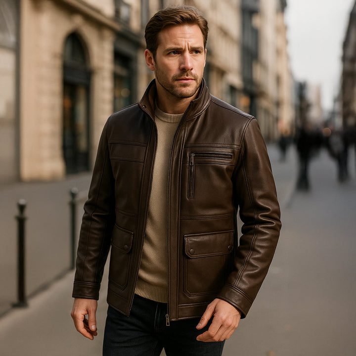 Mens Leather Jacket Classic Fit