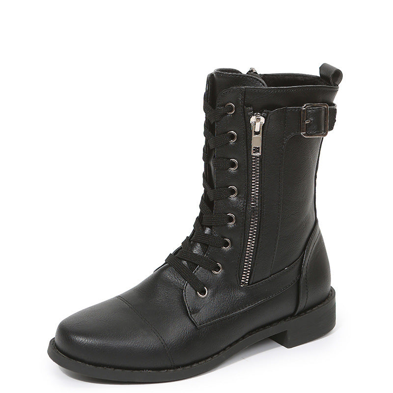 Womens Tall Lace-Up Boots Leather Ankle Fit