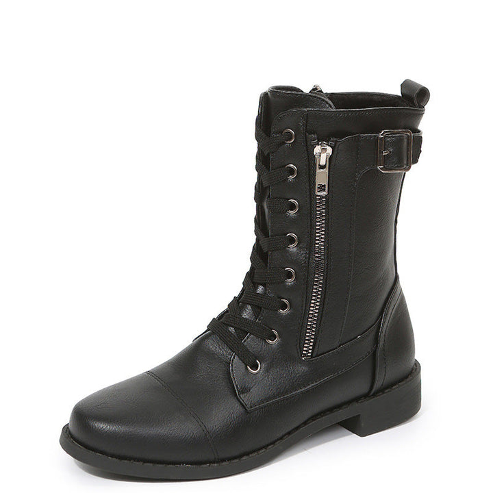 Womens Tall Lace-Up Boots Leather Ankle Fit