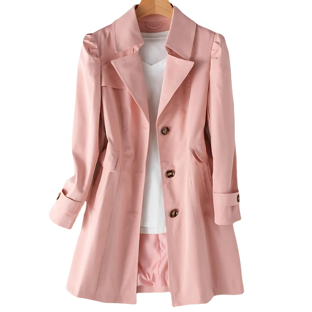 Womens Trench Coat with Buttons Collar Intermediate Fit
