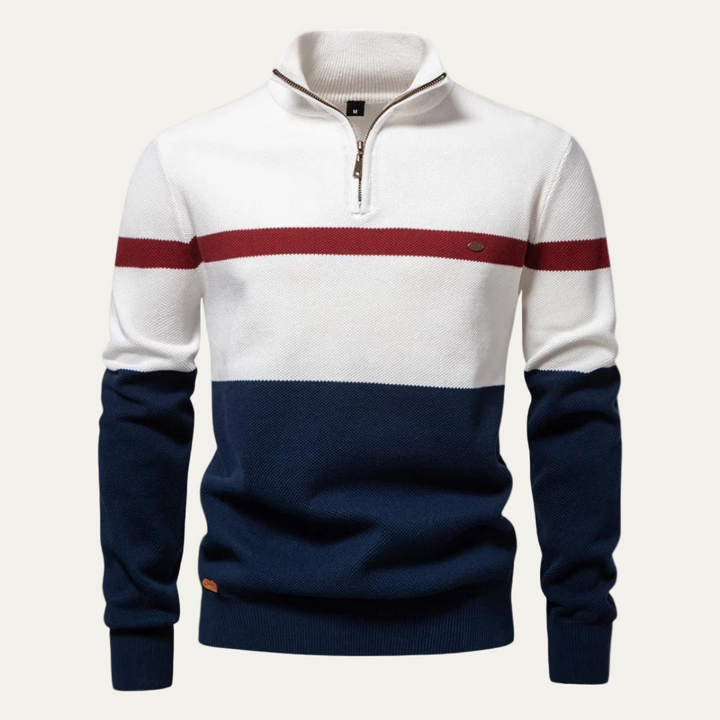 Mens Quarter Zip Knit Sweater Regular Fit