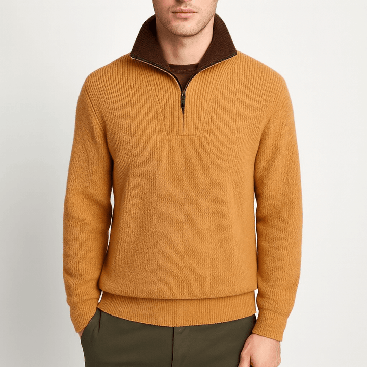 Unisex Quarter-Zip Sweater with Thermal Fabric - BritishMode