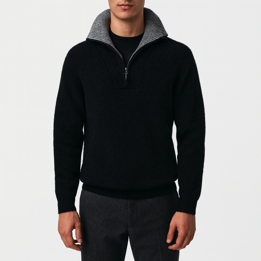 Unisex Quarter-Zip Sweater with Thermal Fabric