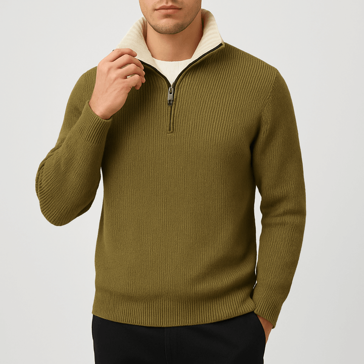 Unisex Quarter-Zip Sweater with Thermal Fabric