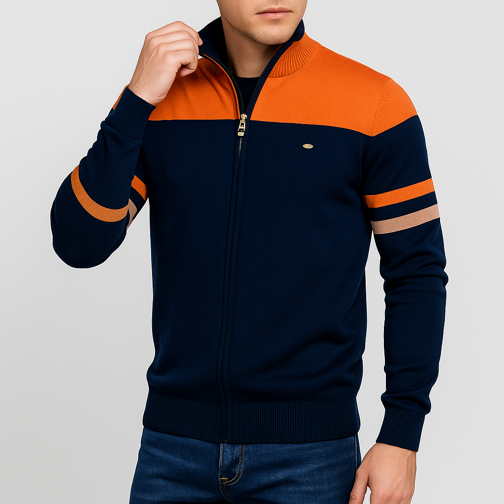 Mens Bomber Jacket Retro Striped Casual Fit - BritishMode