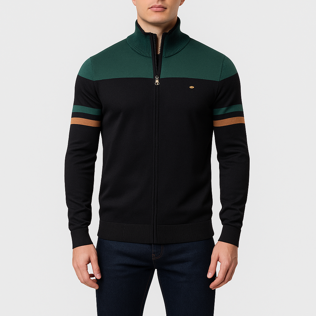 Mens Bomber Jacket Retro Striped Casual Fit
