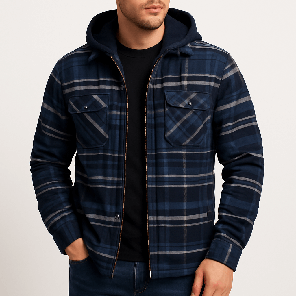 Unisex Bomber Jacket Plaid Pattern Casual Fit