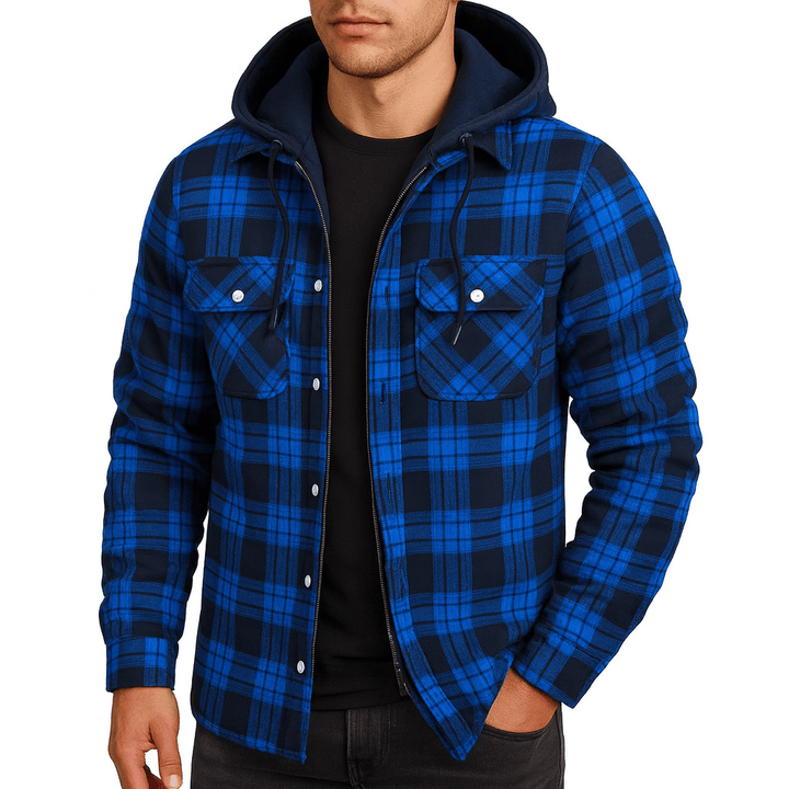 Unisex Bomber Jacket Plaid Pattern Casual Fit