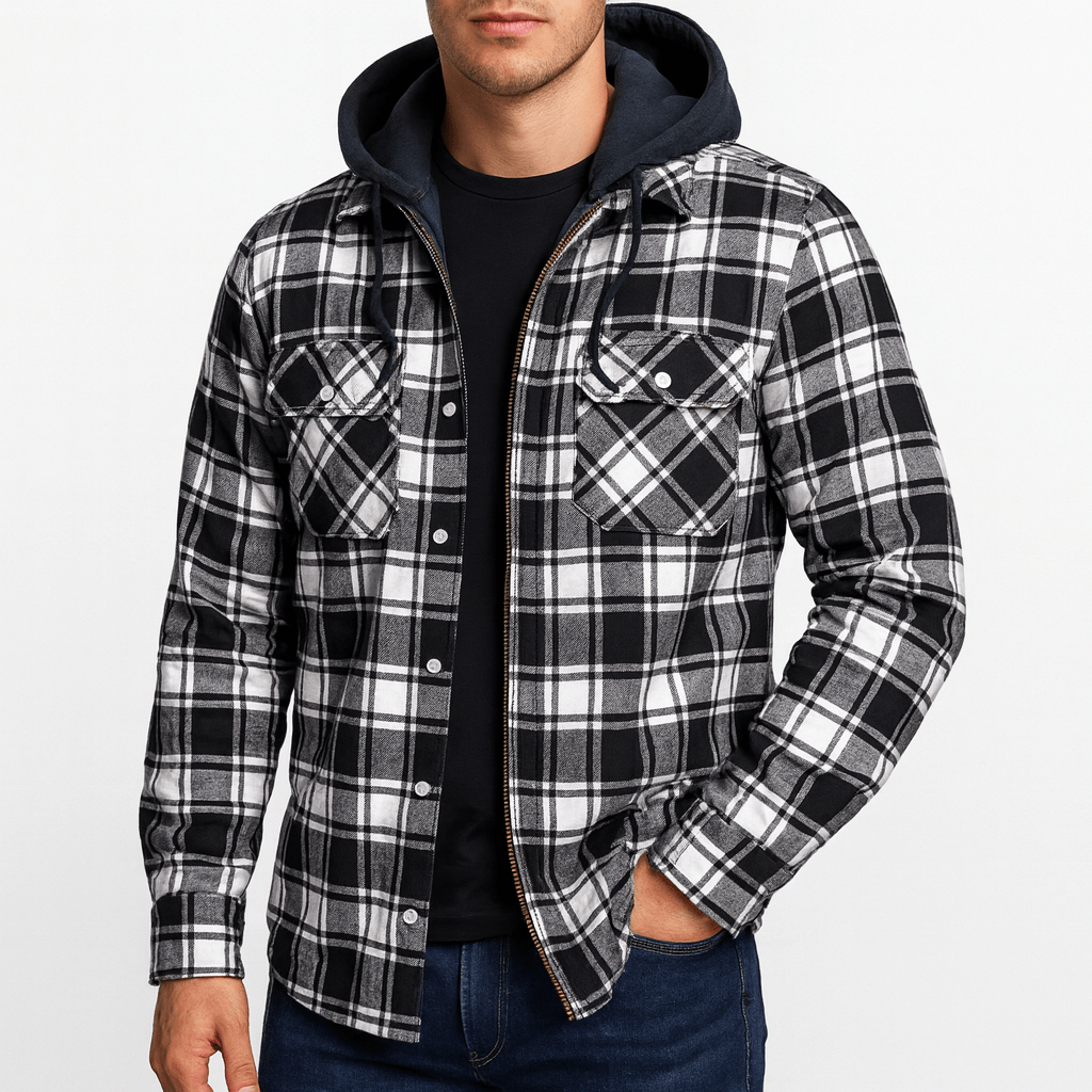 Unisex Bomber Jacket Plaid Pattern Casual Fit