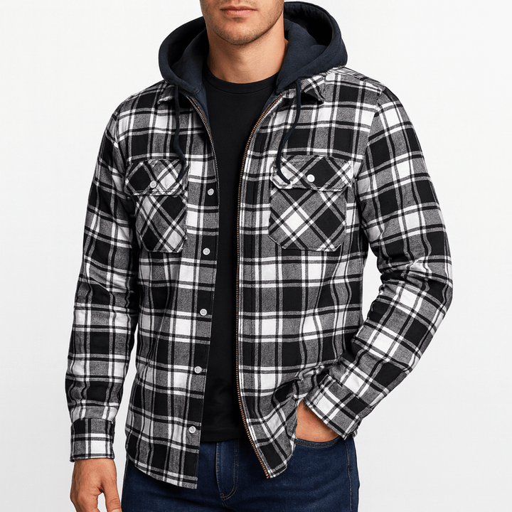 Unisex Bomber Jacket Plaid Pattern Casual Fit