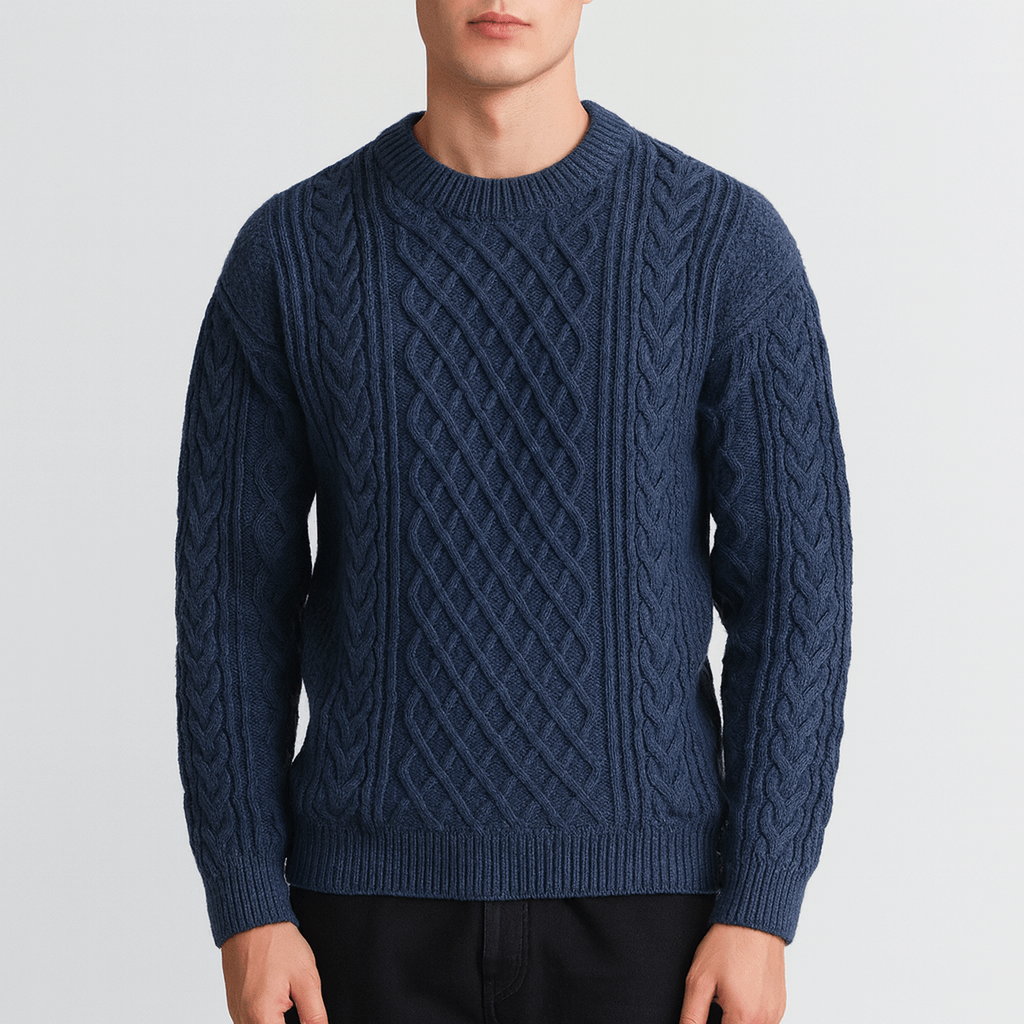 Womens Cable Knit Crew Neck Jumper - BritishMode