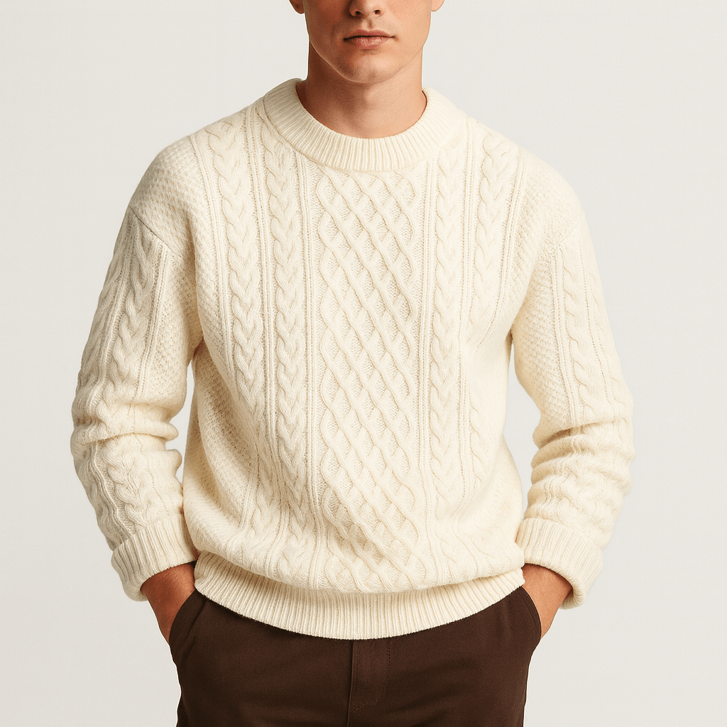 Womens Cable Knit Crew Neck Jumper