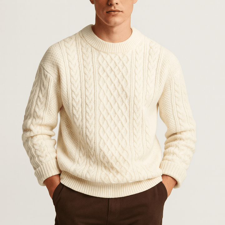 Womens Cable Knit Crew Neck Jumper