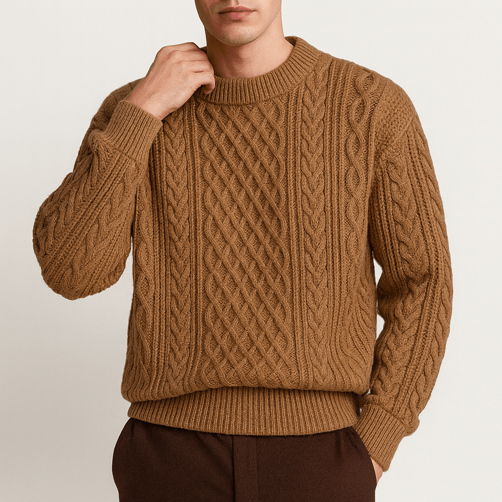 Womens Cable Knit Crew Neck Jumper
