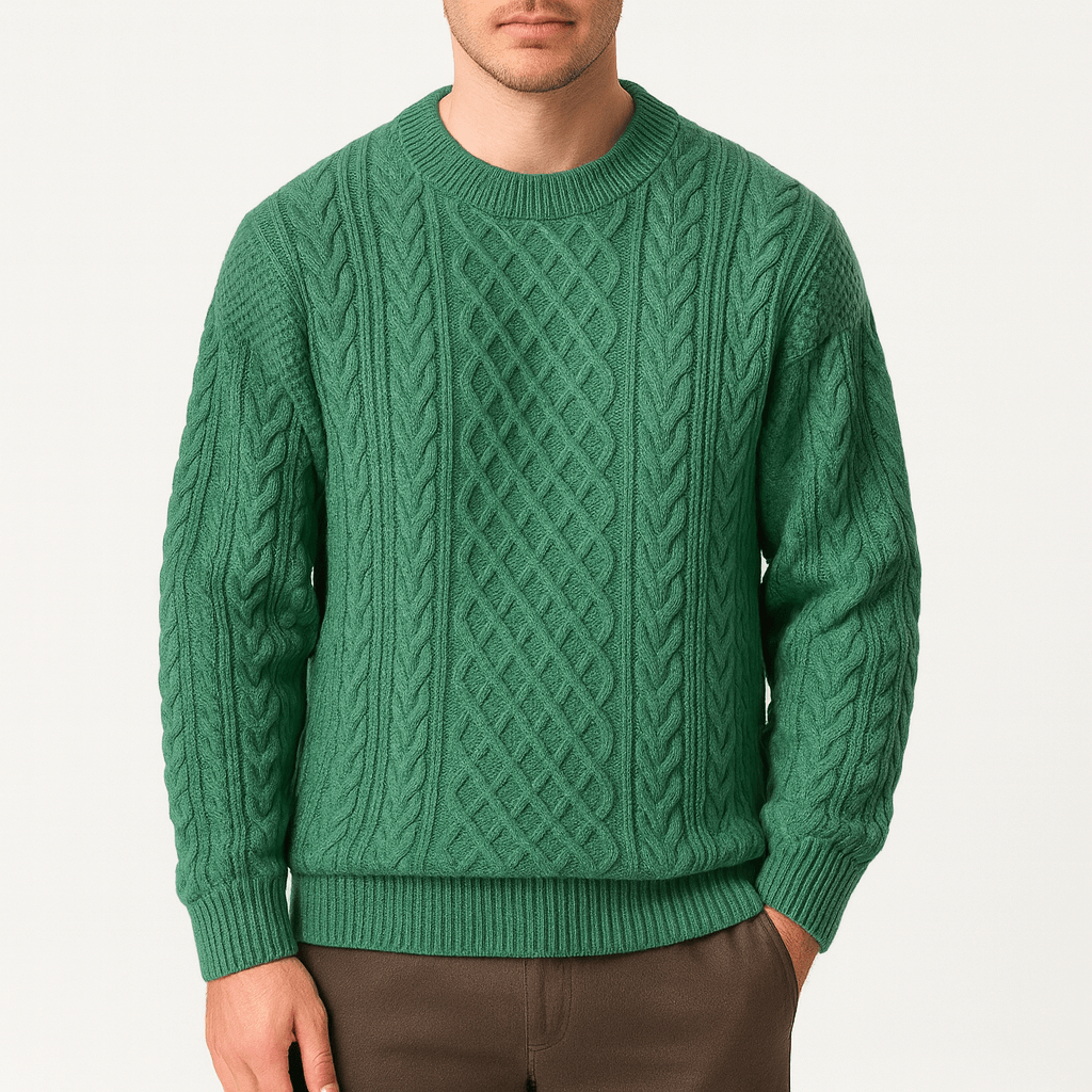 Womens Cable Knit Crew Neck Jumper