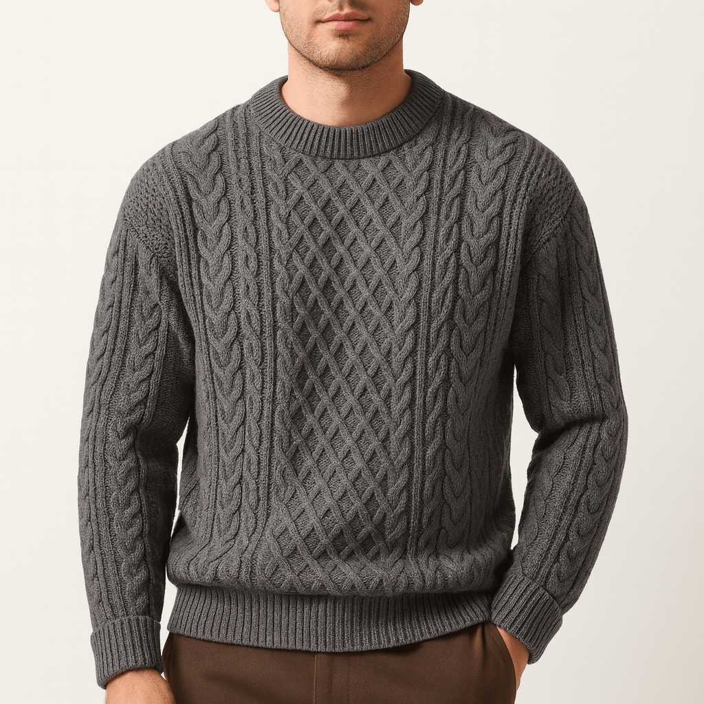 Womens Cable Knit Crew Neck Jumper