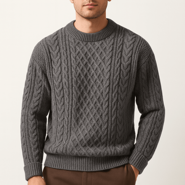 Womens Cable Knit Crew Neck Jumper