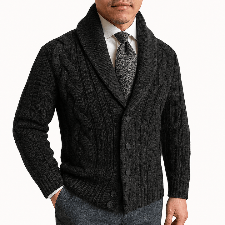 Womens Cable Knit Shawl Collar Cardigan Sweater