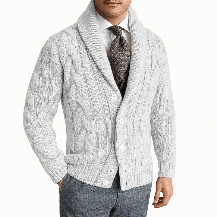 Womens Cable Knit Shawl Collar Cardigan Sweater