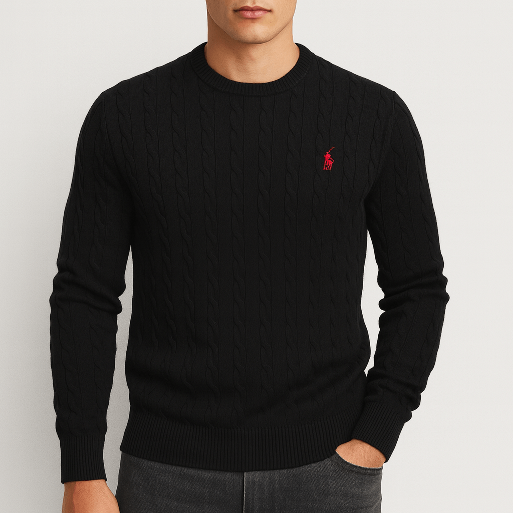 Unisex Cable Knit Sweatshirt Cotton Relaxed Fit
