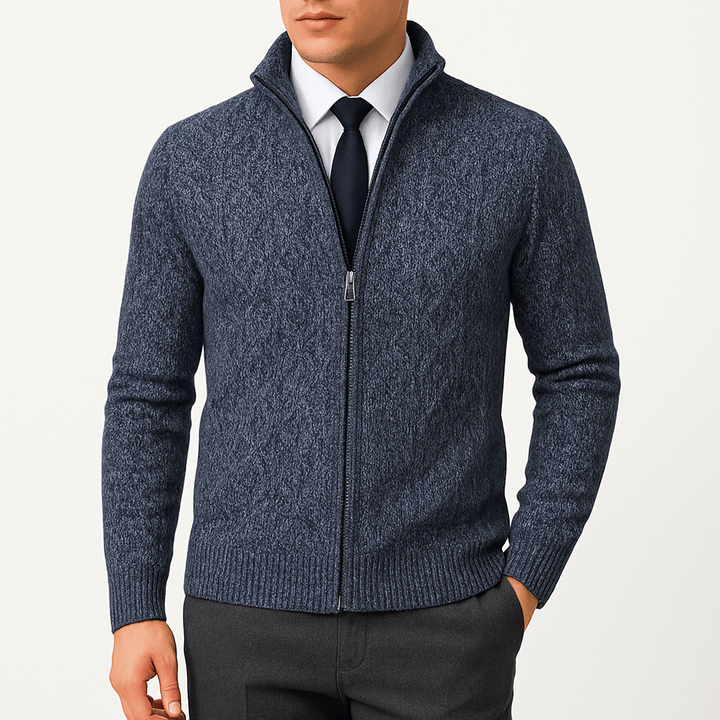 Womens Cable-Knit Zip Cardigan Cotton Relaxed Fit
