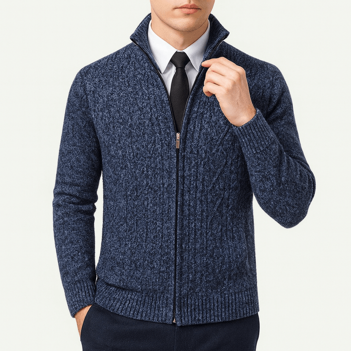Womens Cable-Knit Zip Cardigan Cotton Relaxed Fit