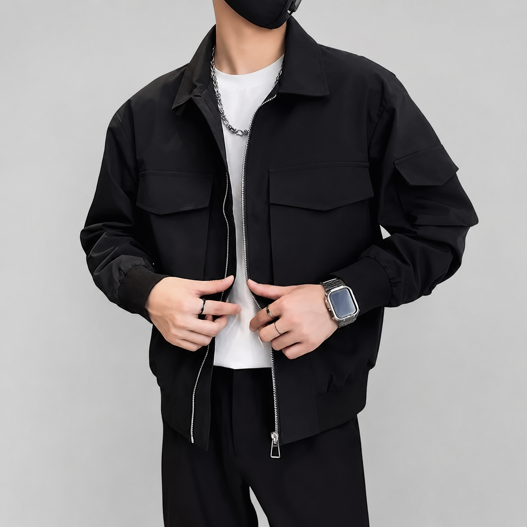 Unisex Cargo Jacket with Zip Front - BritishMode