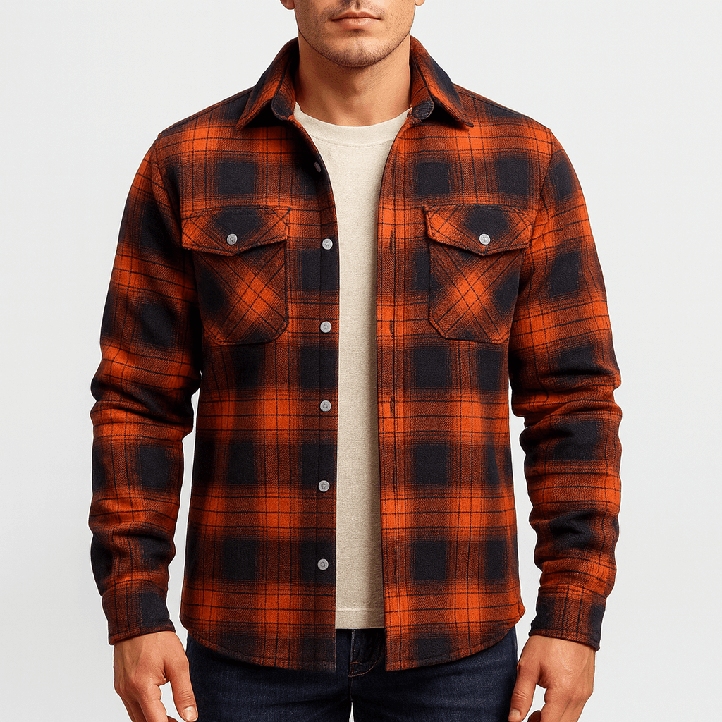 Mens Bomber Jacket Checked Pattern Regular Fit - BritishMode