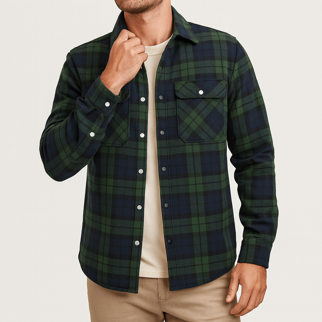 Mens Bomber Jacket Checked Pattern Regular Fit